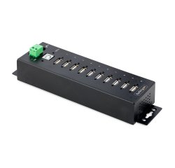 StarTech.com Hub USB 2.0 a 10 porte, hub di ricarica robusto con protezione ESD livello 4, Moltiplicatore di porte USB-A industriale montabile su DIN/parete/scrivania, splitter/sdoppiatore USB con porte bloccabili