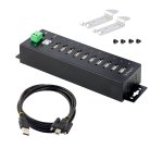 StarTech.com Hub USB 2.0 a 10 porte, hub di ricarica robusto con protezione ESD livello 4, Moltiplicatore di porte USB-A industriale montabile su DIN/parete/scrivania, splitter/sdoppiatore USB con porte bloccabili