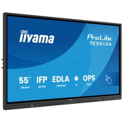 iiyama TE5513A-B1AG Écran d'affichage dynamique Écran plat interactif 138,7 cm (54.6") Wifi 450 cd/m² 4K Ultra HD Noir Écran tactile Intégré dans le processeur Android 18/7