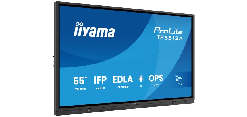 iiyama TE5513A-B1AG Écran d'affichage dynamique Écran plat interactif 138,7 cm (54.6") Wifi 500 cd/m² 4K Ultra HD Noir Écran tactile Intégré dans le processeur Android 18/7