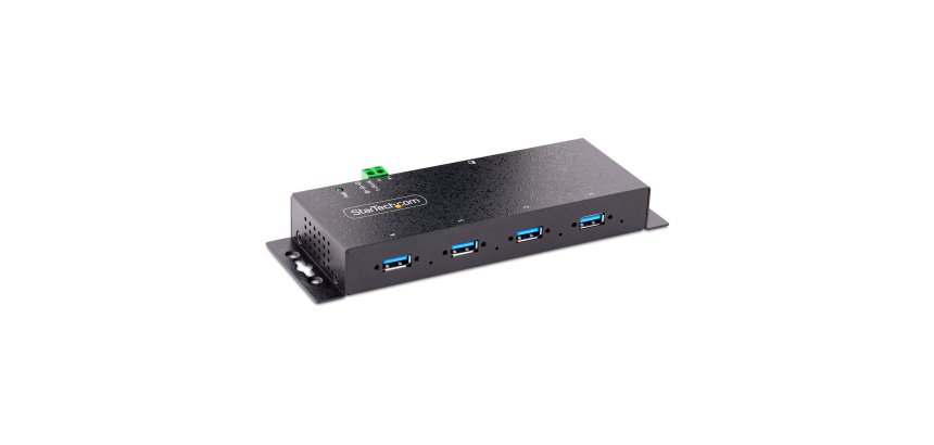 StarTech.com Hub USB 3.0 5Gbps à 4 Ports Industriel - Hub USB pour PC Portable avec Protection contre les Surtensions - Splitter USB 3.0 Montable sur Mur - Station de Charge USB à Verrouillage, Gros Calibre
