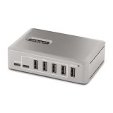 StarTech.com Hub USB-C à 10 Ports - 8x USB-A et 2x USB-C - Hub USB Type-C Auto-Alimenté avec Bloc d'Alimentation 65W - USB 3.1 10Gbps - Hub USB avec câble de verrouillage certifié USB-IF de 91cm - Splitter USB C