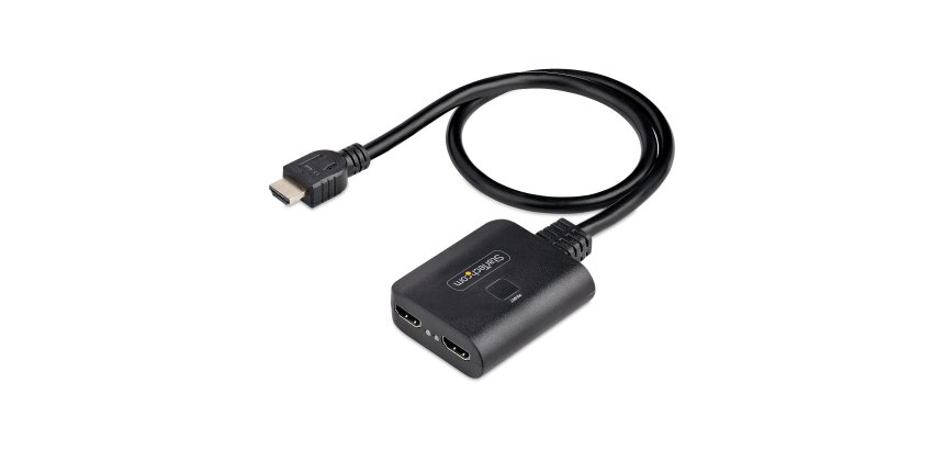 StarTech.com Répartiteur HDMI 2 Ports - Vidéo HDMI 2.0 4K 60Hz - Répartiteur HDMI 4K 1 Entrée 2 Sorties - Répartiteur 1x2 Affichage/Sortie HDMI, HDR/HDCP - Splitter avec Câble HDMI Intégré de 50 cm