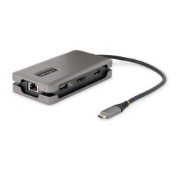 StarTech.com USB-C Multiport Adapter, 4K 60Hz HDMI/DP, 3-Port USB Hub, 100W Power Delivery Pass-Through, GbE, Travel Docking Station met Charging, Mini Dock, 30cm Wrap-Around Kabel