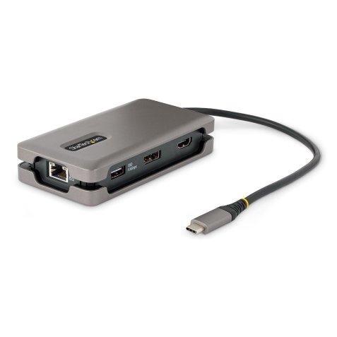 StarTech.com Adaptador Multipuertos USB-C - HDMI/DP 4K a 60Hz - Hub Ladrón USB de 3 Puertos - Power Delivery de Paso de 100W - GbE - Docking Station USB Tipo C de Viajes - Cable de 30cm