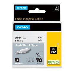 DYMO Rhino Industrielles Gaines thermorétractables autocollantes | 24 mm x 1,5 m | impression en noir sur fond blanc