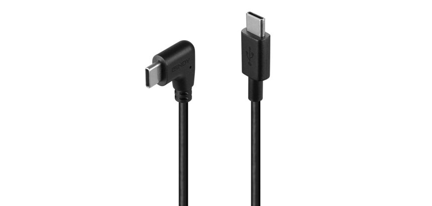 Lindy Câble USB 2.0 Type C de 1m, angle droit à 90°, PD 60W