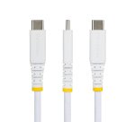 StarTech.com 15cm USB-A naar USB-C Snellaadkabel, 15W 3A, Dual-Layer Gevlochten Nylon / TPE Mantel, Duurzame USB-A naar USB-C Oplaadkabel, Wit