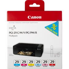 Canon Multipack de 6 cartouches d'encre PGI-29 C/M/Y/PC/PM/R