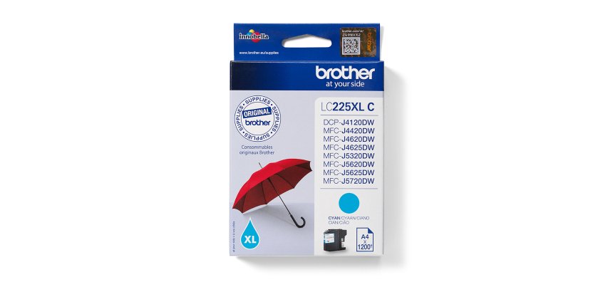 Brother LC225C XL Cartucho original cian alta capacidad (1200 páginas)
