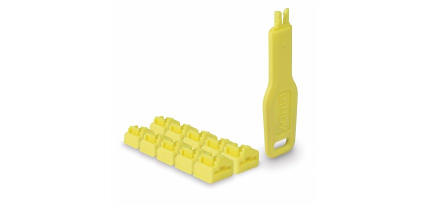 Lindy Verrous de ports RJ45, 10 pièces avec clé, Jaune