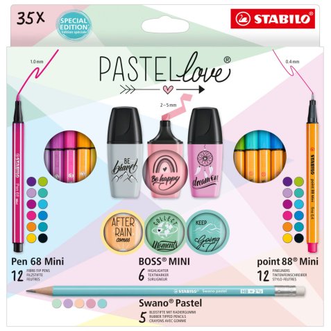 Coffret Pastellove 35 pièces :Pen 68 Mini+point 88 Mini+BOSS MINI Pastellove+Swano pastel