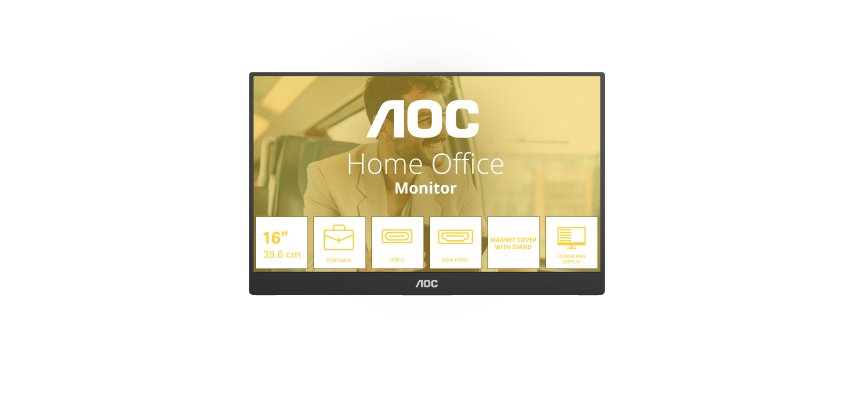 AOC 16T20E2 téléviseur et moniteur portables Moniteur portable Noir 39,6 cm (15.6") LED 1920 x 1080 pixels