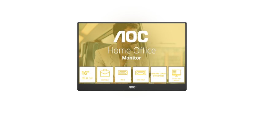 AOC 16T20E2 téléviseur et moniteur portables Moniteur portable Noir 39,6 cm (15.6") LED 1920 x 1080 pixels