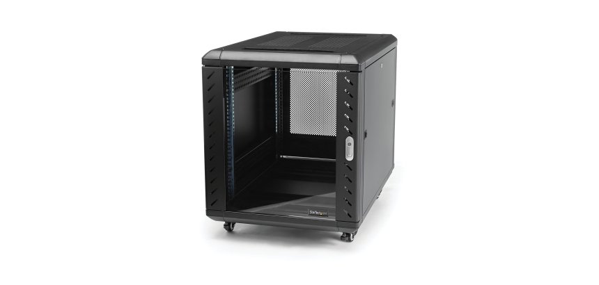 StarTech.com Armoire Rack Serveur 12U à 4 Montants, Armoire Verrouillable 19" pour Ordinateur/AV/Équipement IT, Rack Réseau pour Bureau/Domicile avec Roulettes et Rails de Montage Ajustables