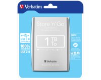 Verbatim Disco Duro Portátil Store 'n' Go USB 3.0 de 1 TB en color Plateado