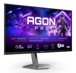 AOC AGON PRO AG276QZD2 computer monitor 67.3 cm (26.5") 2560 x 1440 pixels Quad HD QD-OLED Black, Grey