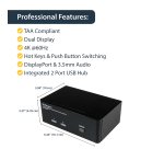 StarTech.com 2-Port DisplayPort Dual-Monitor KVM Switch - 4K 60Hz - TAA