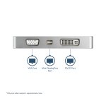 StarTech.com USB C Multiport Video Adapter met HDMI, VGA, Mini DisplayPort of DVI, USB Type C Monitor Adapter naar HDMI 1.4 of mDP 1.2 (4K), VGA of DVI (1080p), Zilver Aluminium