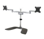 StarTech.com Dual Monitor Stand, Ergonomische Monitorstandaard voor VESA Schermen tot 32" (8kg), Vrijstaande en Scharnierende Universele Monitorsteun/Bureaustandaard, Verstelbare Hoogte, Zilver