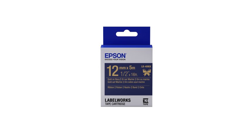 Epson Satin Ribbon – Navy/Gold 12mm(5m) – LK-4HKK