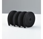 StarTech.com Pack of 4 Rolls of Self-Gripping Tape 4.6m, Width 1.3 cm, Black, Reusable Cable Ties Cut to Length, Fastening Tape, Adjustable Fabric Straps, Bulk Roll