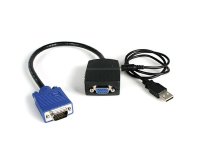 Duplicador Divisor de Vídeo VGA 2 puertos Compacto Alimentado por USB - Cable Splitter