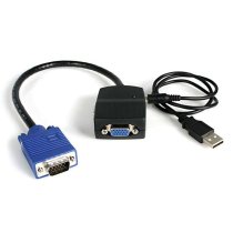 duplicador divisor de vadeo vga 2 puertos compacto alimentado por usb - cable splitter