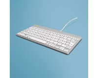 R-Go Tools Clavier ergonomique R-Go Compact Break, clavier compact avec logiciel de pause,AZERTY (FR), Filaire, blanc