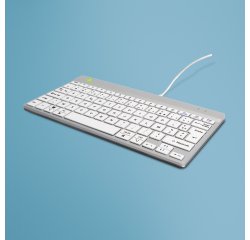 R-Go Tools Clavier ergonomique R-Go Compact Break, clavier compact avec logiciel de pause,AZERTY (FR), Filaire, blanc