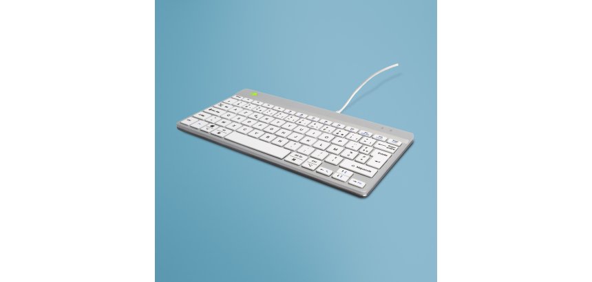 R-Go Tools Clavier ergonomique R-Go Compact Break, clavier compact avec logiciel de pause,AZERTY (FR), Filaire, blanc