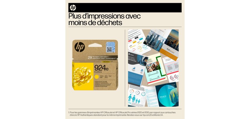 HP 924e Cartouche d’encre authentique Jaune EvoMore