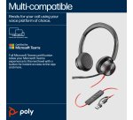 HP Poly Blackwire 8225 Stereo Microsoft Teams Certified USB-C Headset +USB-C/A Adapter