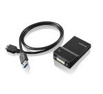 Lenovo USB 3.0 - DVI/VGA adaptateur graphique USB 2048 x 1152 pixels Noir