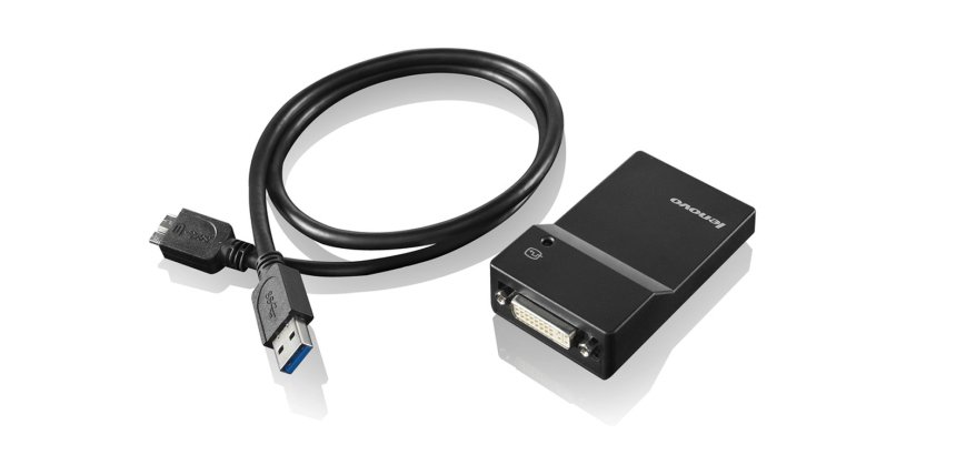 Lenovo USB 3.0 - DVI/VGA adaptateur graphique USB 2048 x 1152 pixels Noir