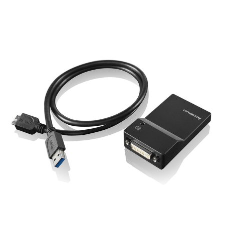 Lenovo USB 3.0 - DVI/VGA adaptateur graphique USB 2048 x 1152 pixels Noir