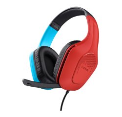Trust GXT 416S Zirox Auricolare Cablato A Padiglione Gaming Nero, Ciano, Rosso
