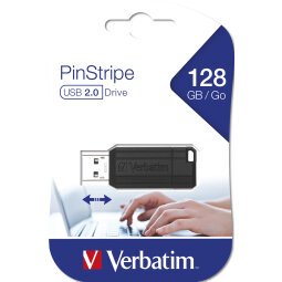 Verbatim PinStripe - Unidad USB de 128 GB - Negro