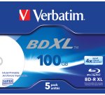 Verbatim BD-R XL 100 Go* 4x Wide Inkjet Printable Boîtier avec lot de 5