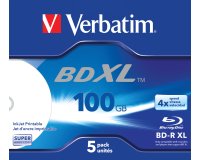 Verbatim BD-R XL 100 Go* 4x Wide Inkjet Printable Boîtier avec lot de 5