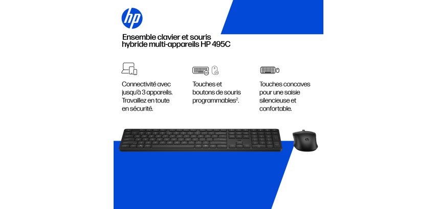 HP Ensemble clavier et souris hybride multi-appareils 495C - azerty