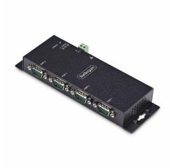 StarTech.com Adaptador Serie a Ethernet - Conversor RJ45 LAN IP a DB9 RS232 - Servidor de Dispositivos Serie de 4 Puertos - Carcasa de Metal - Dispositivos Serie Remotos - Pared o Carril DIN - TAA