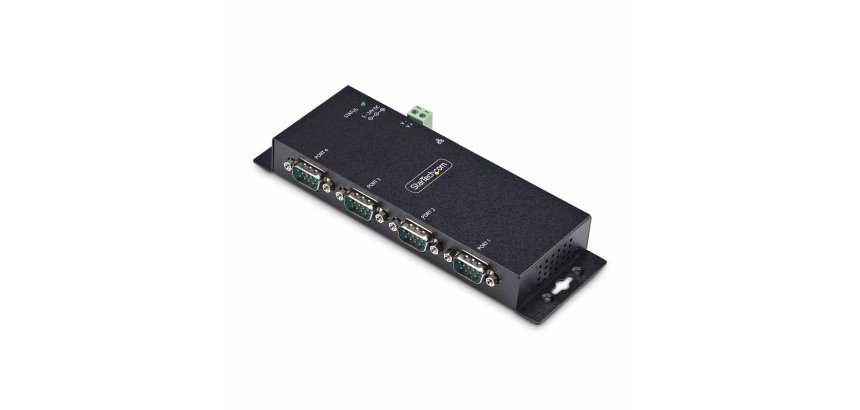 StarTech.com Adaptador Serie a Ethernet - Conversor RJ45 LAN IP a DB9 RS232 - Servidor de Dispositivos Serie de 4 Puertos - Carcasa de Metal - Dispositivos Serie Remotos - Pared o Carril DIN - TAA