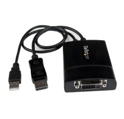 StarTech.com DisplayPort to DVI Dual Link Active Adapter - DisplayPort to DVI-D Adapter Video Converter 2560x1600 60Hz - DP 1.2 to DVI Monitor - USB Powered - Latching DP Connector