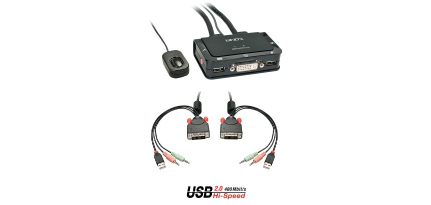 Lindy 42341 interruptor KVM Negro