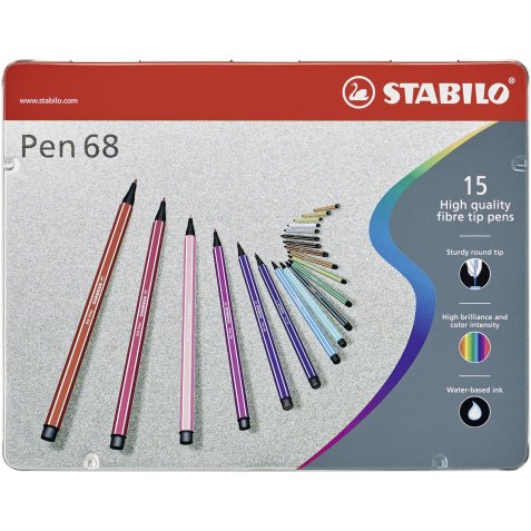 STABILO Pen 68 Mini felt pen Multicolour 15 pc(s)