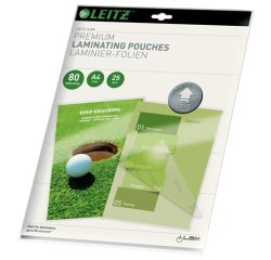 Pochettes de plastification Leitz A4 - 2 x 80 µ - Brillant - Boîte de 25