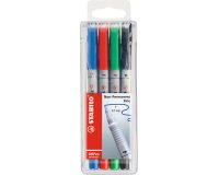 Stylo-feutre stabilo ohp pen soluble pointe fine 0.7mm couleurs assorties pochette 4 unités