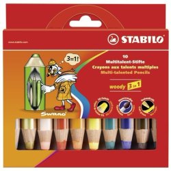 Etui 10 crayons 3 en 1 woody + tc