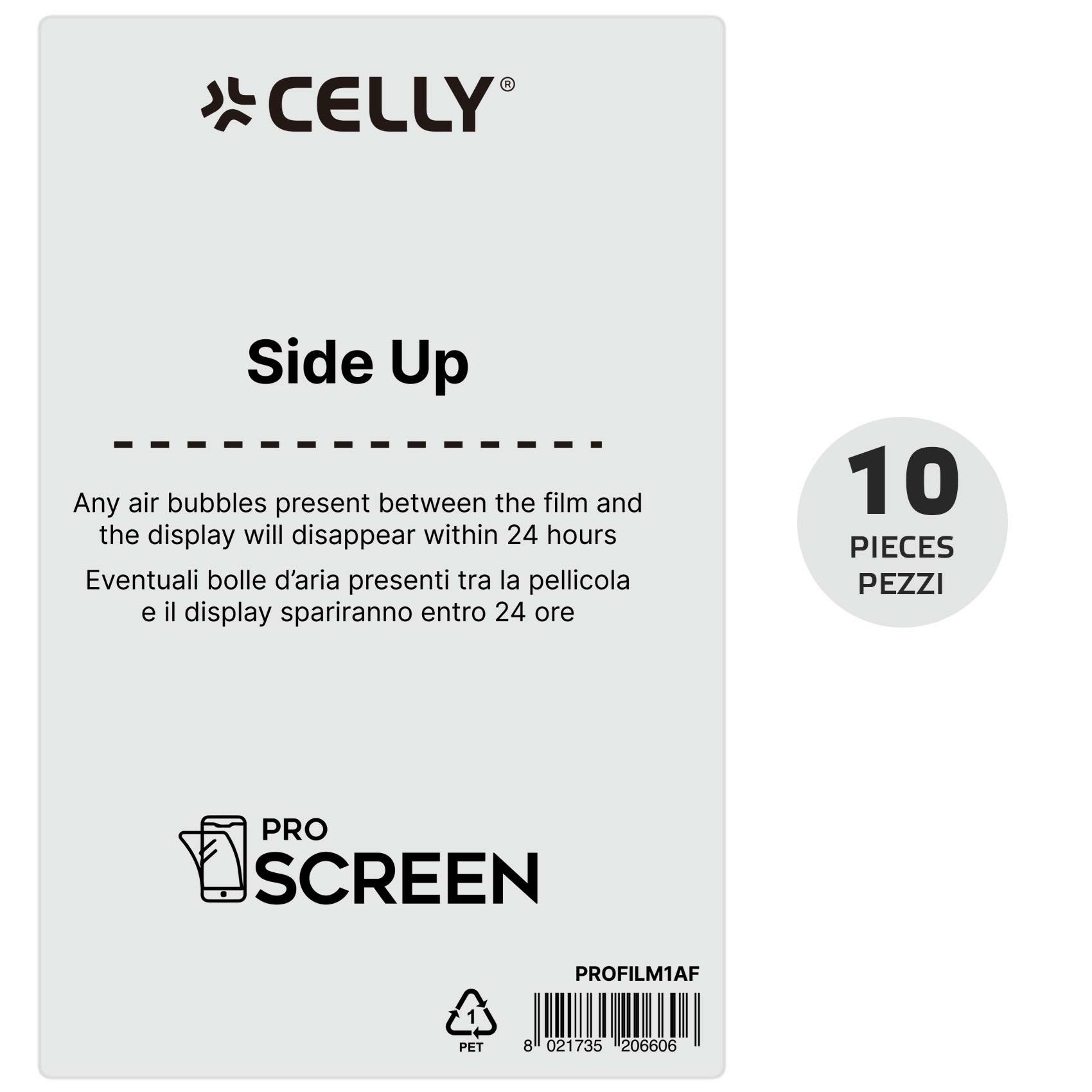 Celly PROFILM10AF protezione per lo schermo e il retro dei telefoni cellulari Pellicola proteggischermo trasparente Universale 10 pz